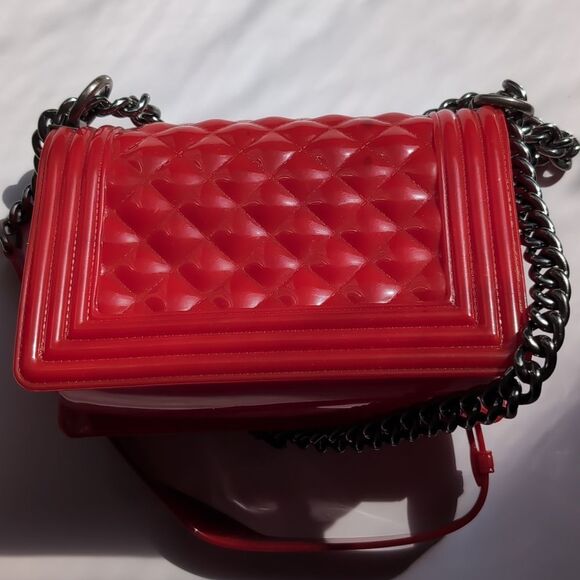 Toyboy Jelly Cherry  Red Quilted Small Chain Shoulder Bag - Picture 8 of 15